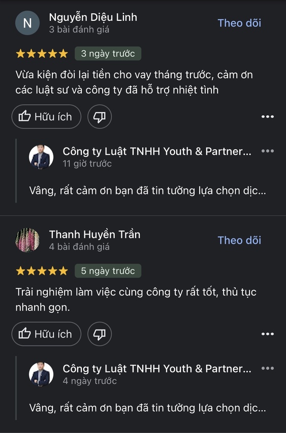 Đánh giá trên google map của Công ty luật Vĩnh Yên Đánh giá trên google map của Công ty luật Vĩnh Yên