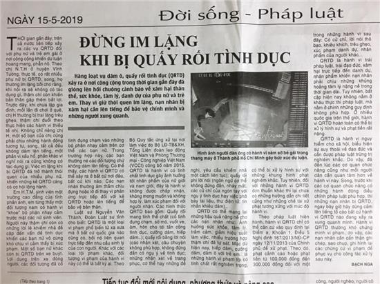 Đừng im lặng khi bị quấy rối tình dục