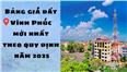 Bảng giá đất Vĩnh Phúc mới nhất theo quy định năm 2025
