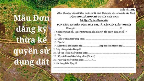 Mẫu Đơn đăng ký thừa kế quyền sử dụng đất tại Vĩnh Phúc 2025